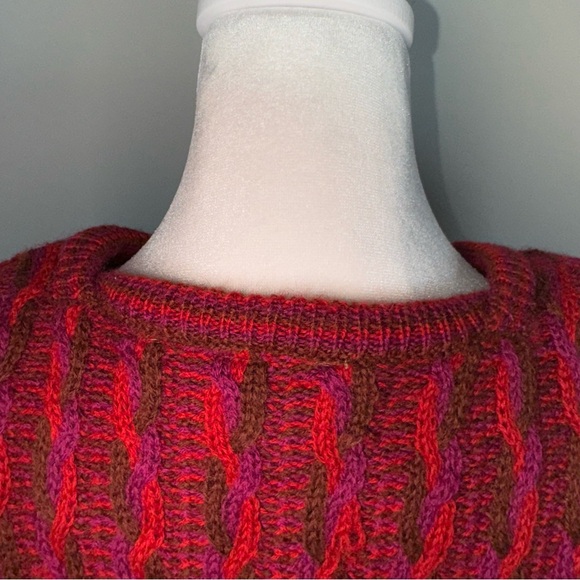 Liz Claiborne Vintage 100% Wool Cable Knit Cardigan, Petite L, Bold Retro - Picture 10 of 13